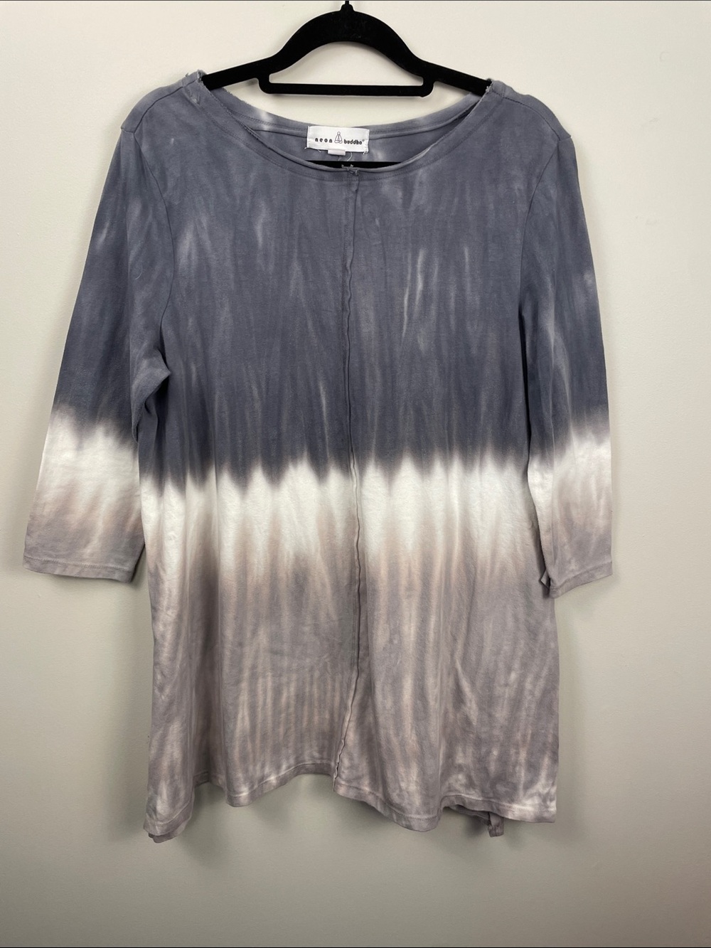 neon buddha Gray and White Dip-Dye Tunic Top